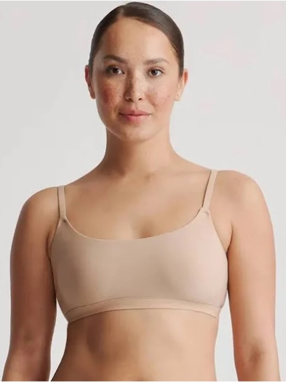 NWOT QUINCE 2 Pack Second Skin Scoop Neck Bralettes Medium Beige 1027